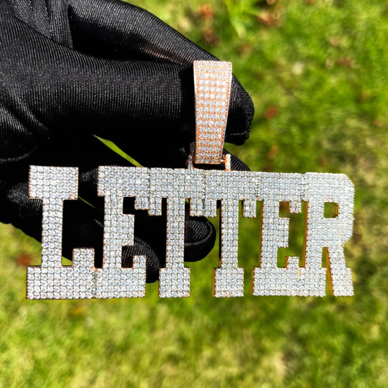 Moissanite Hip Hop Monogram Pendant