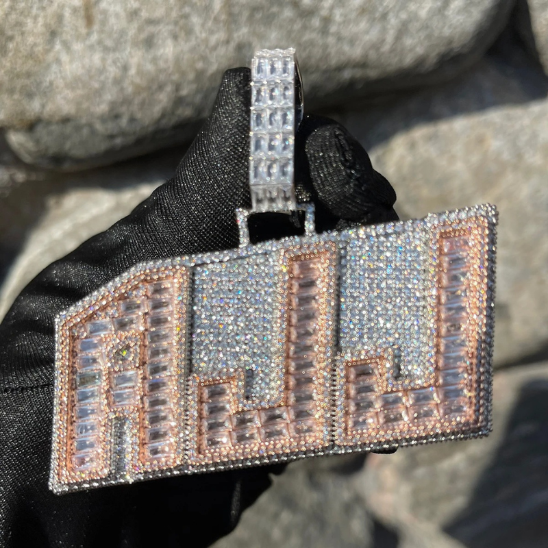 Moissanite Bright Big Letter Custom Pendant