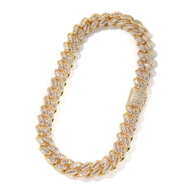 15mm Moissanite T Square Ice Out Diamond Cuban Chain