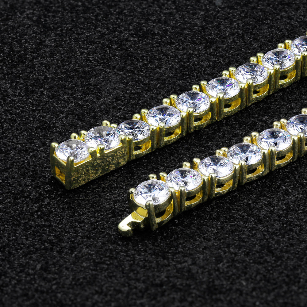 5mm Gold  Moissanite Mens Tennis Bracelet