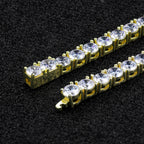 5mm Gold  Moissanite Mens Tennis Bracelet