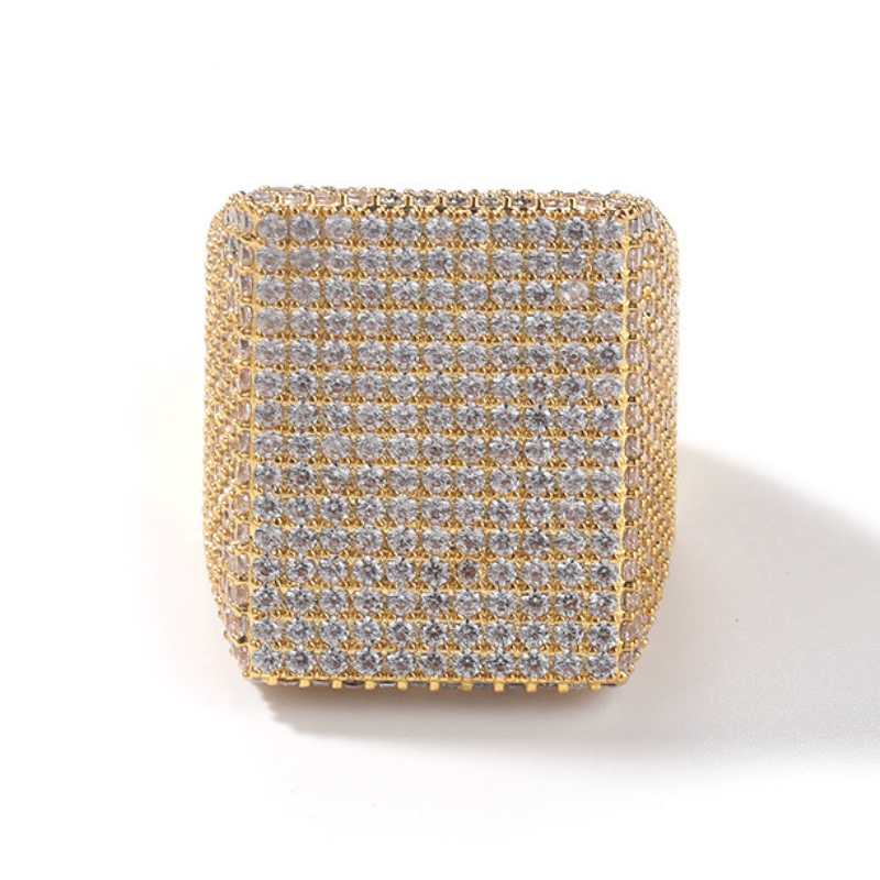 Moissanite Hip Hop Sparkle Big Square Ring