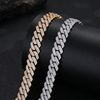 12mm Moissanite Diamond Prong Cuban Chain 18k Gold