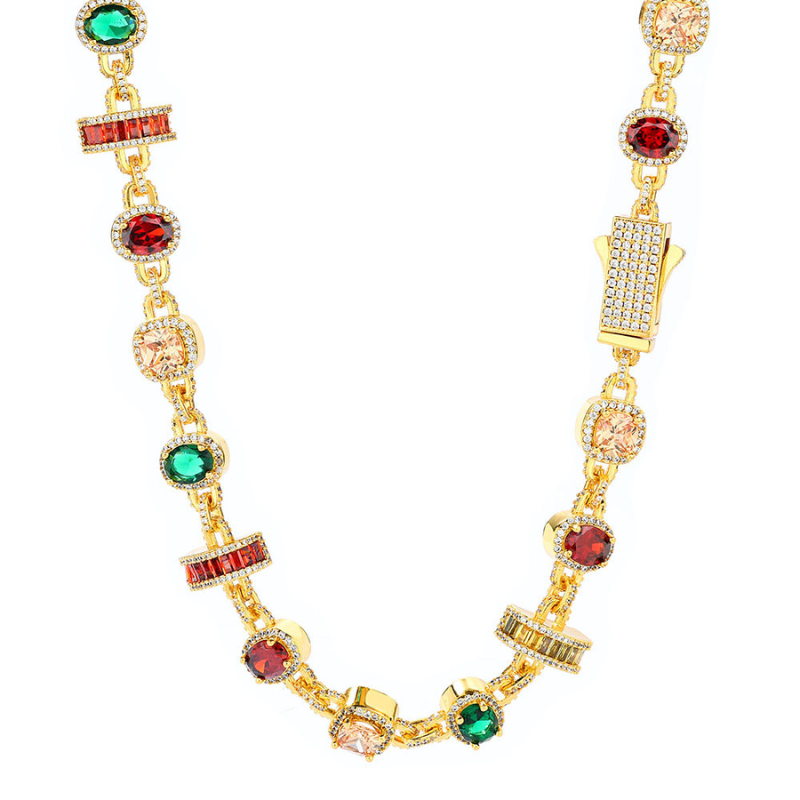 Moissanite Hip Hop Colored Gemstone Chain