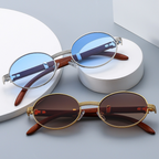 Retro Faux Wood Grain Sunglasses
