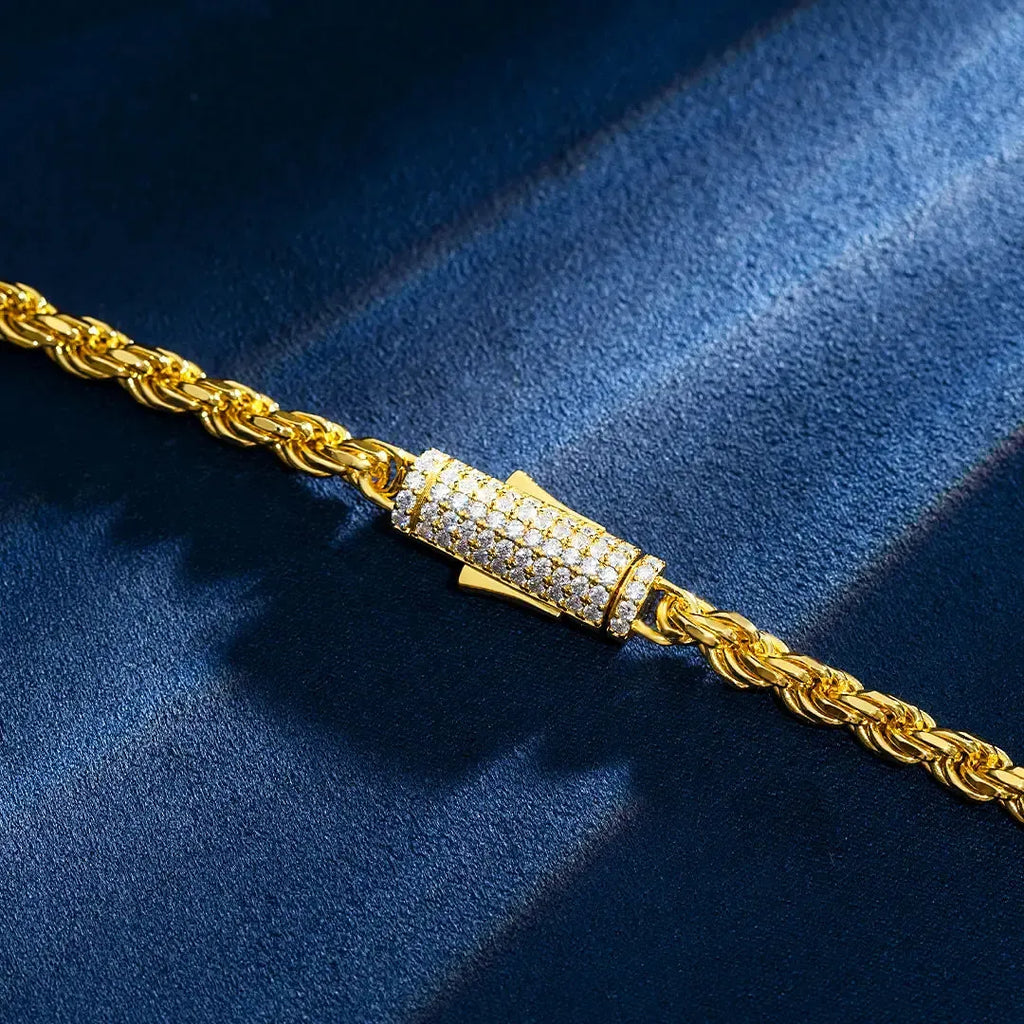 5mm Moissanite Rope Chain with  Clasp