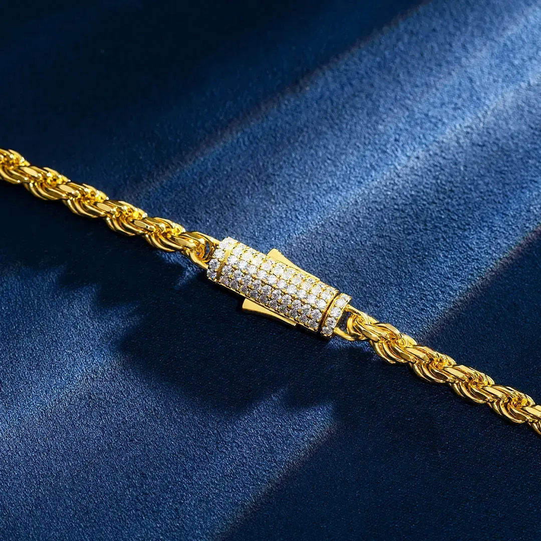 5mm Moissanite Rope Chain with  Clasp