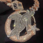 Moissanite Star Moon DT Letter Pendant