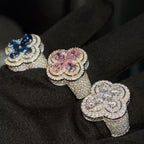 Moissanite Clovers Three-Dimensional Ring