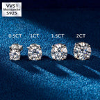 0.5Ct/1Ct/2Ct VVS1 Moissanite Brilliant Round Cut Stud Earrings in S925 Silver