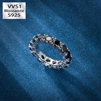 S925 Moissanite 5mm Black Eternity Ring