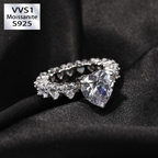 Moissaniye Heart Cut Love Ring in White Gold Set