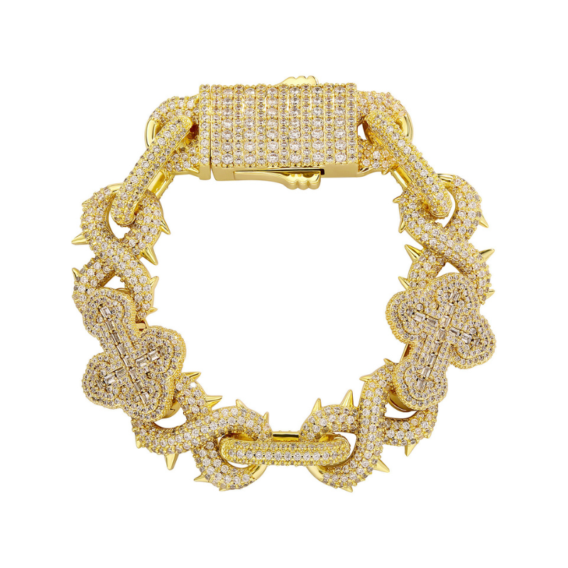 Moissanite Thorns Infinity Cross Cuban Bracelet