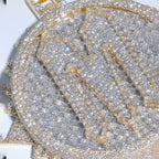 S925 Moissanite Letter M Round Pendant