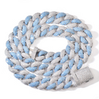 14mm Moissanite White Gold Blue Bubble Cuban Chain
