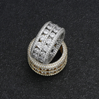 Moissanite Luxury Double Row Hollow Ring