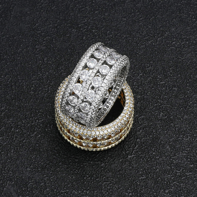 Moissanite Luxury Double Row Hollow Ring