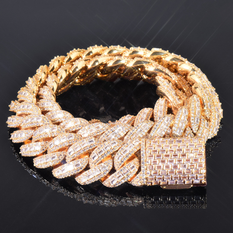 20mm Moissanite T Square Hip Hop Cuban Chain