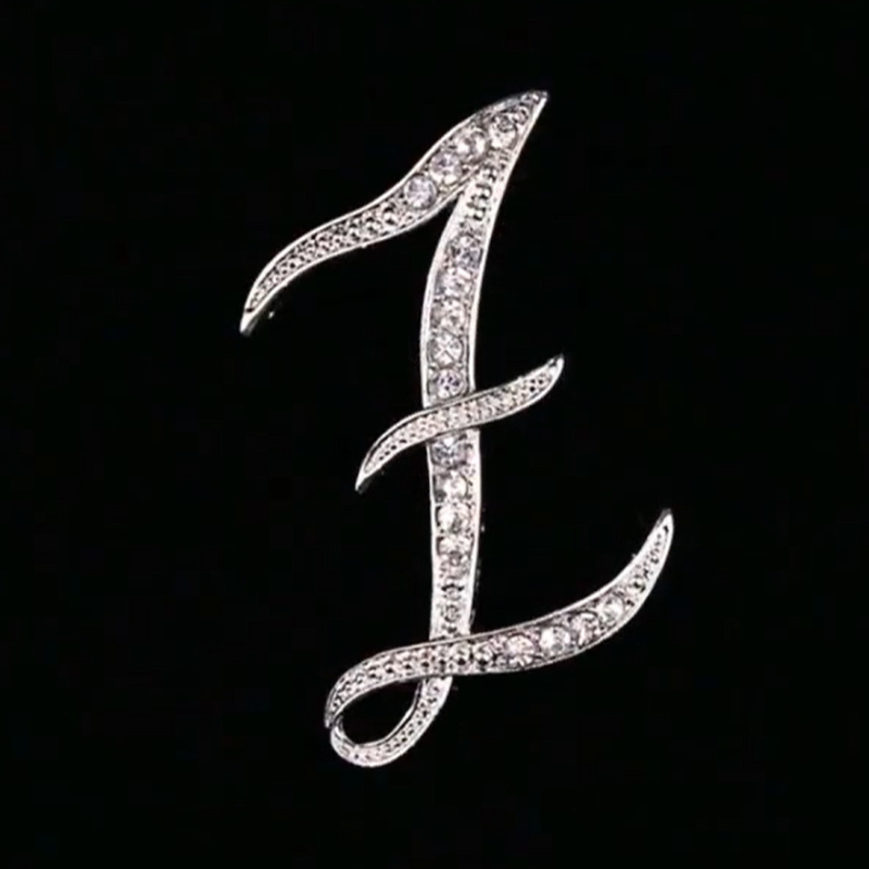 Moissanite Initial Letter Jewelry Brooches