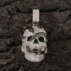 Snake Skull Moissanite Pendant in White & Black Gold