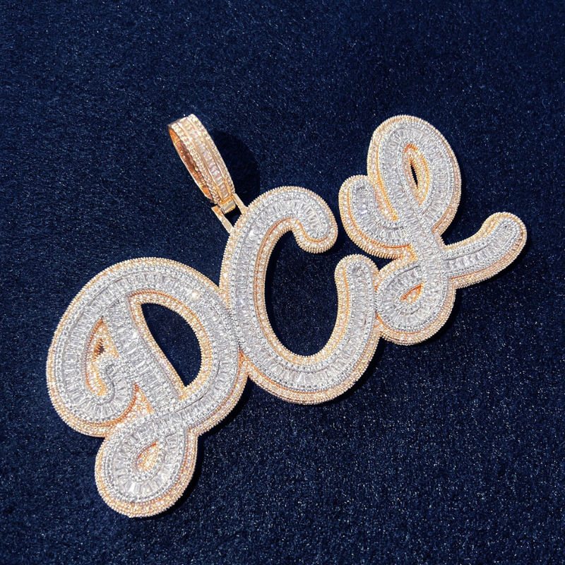 Moissanite Hip Hop Baguette Custom Letter Pendant