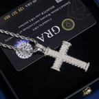 S925 Silver Moissanite Punk Cross Pendant