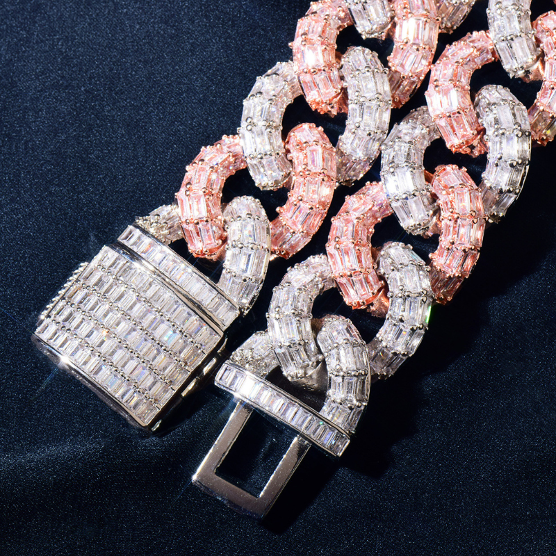 21mm Moissanite Trapezoid Diamond Cuban Bracelet