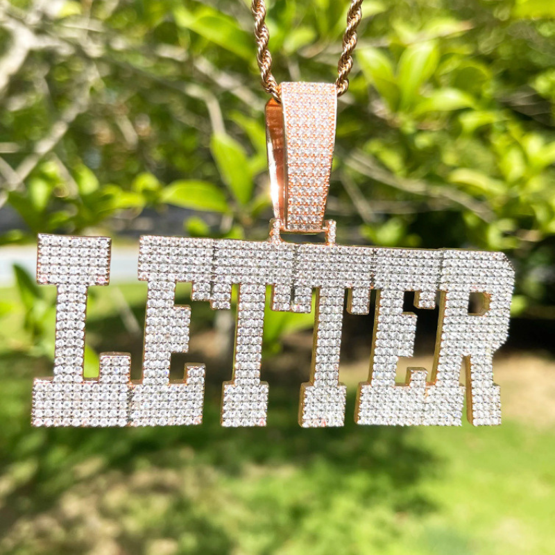 Moissanite Hip Hop Monogram Pendant