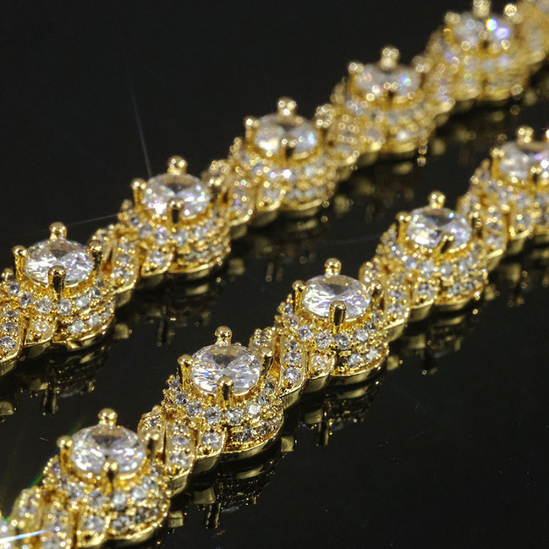 7.5mm Moissanite Hip Hop Round Bead Cuban Chain
