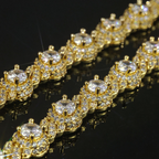 7.5mm Moissanite Hip Hop Round Bead Cuban Bracelet