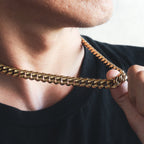 10mm Cuban Link Chain in 18K Gold for Men's