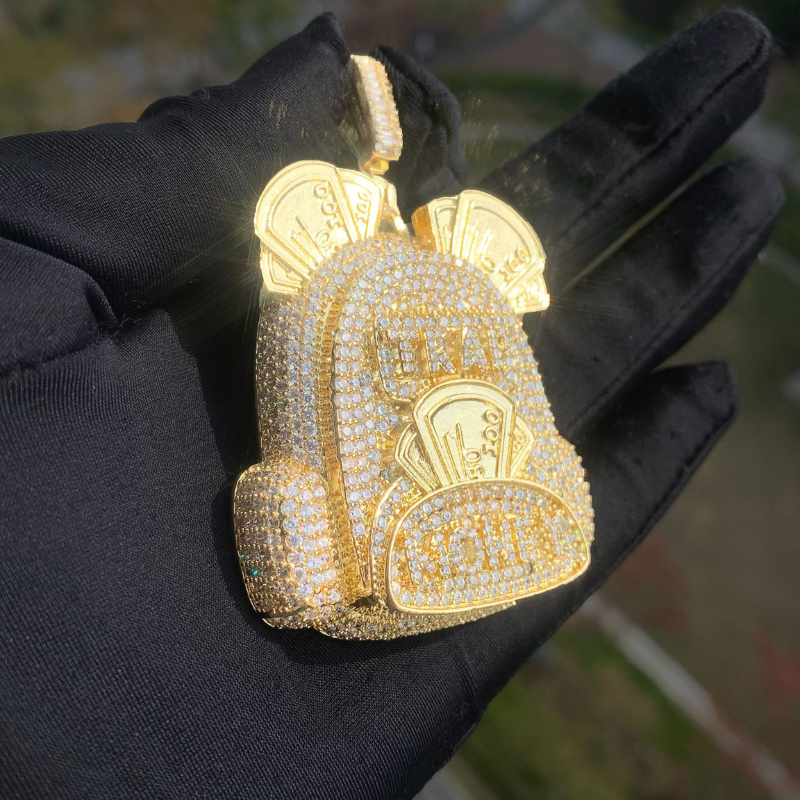 Moissanite Hip Hop Letter Backpack Pendant