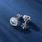 Total 2 Carats S925 Blue VVS1 Moissanite Square Stud Earrings