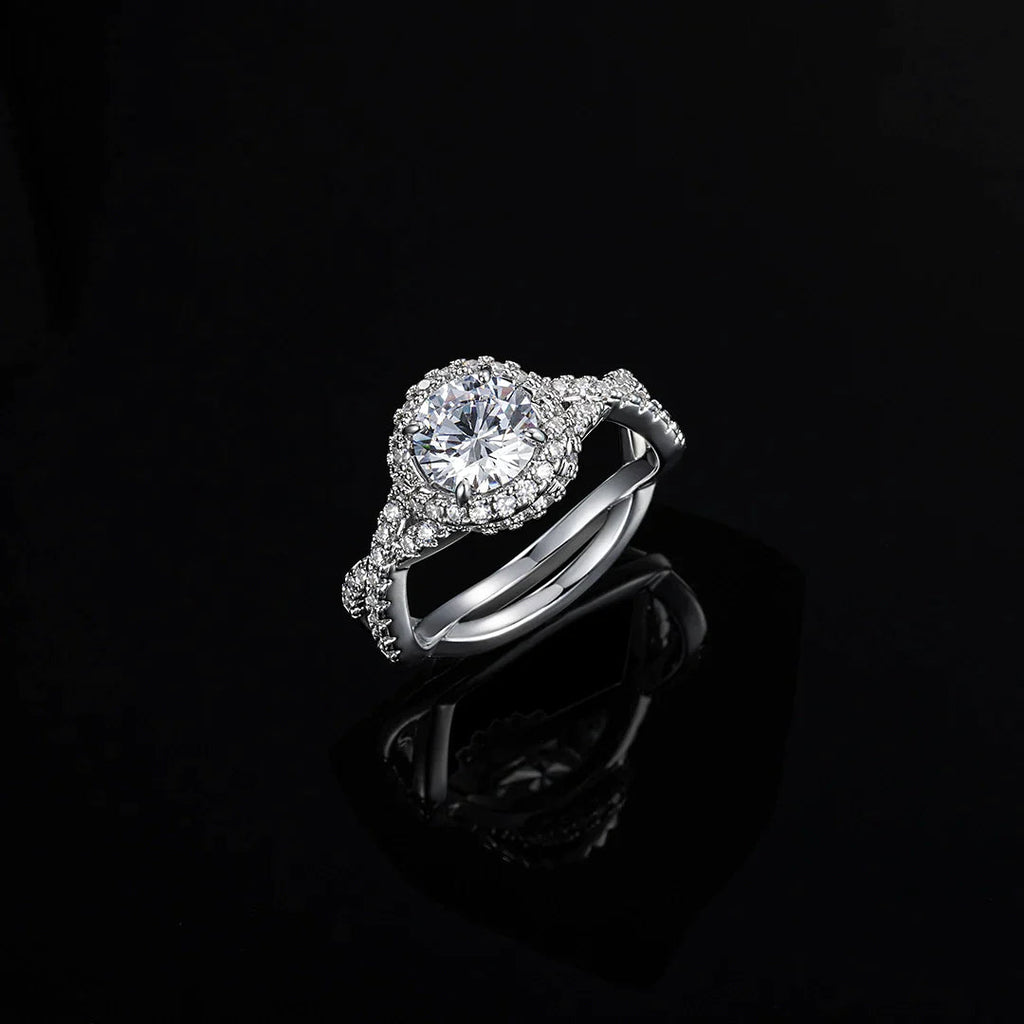 Classic Twist Halo Moissanite Engagement Ring