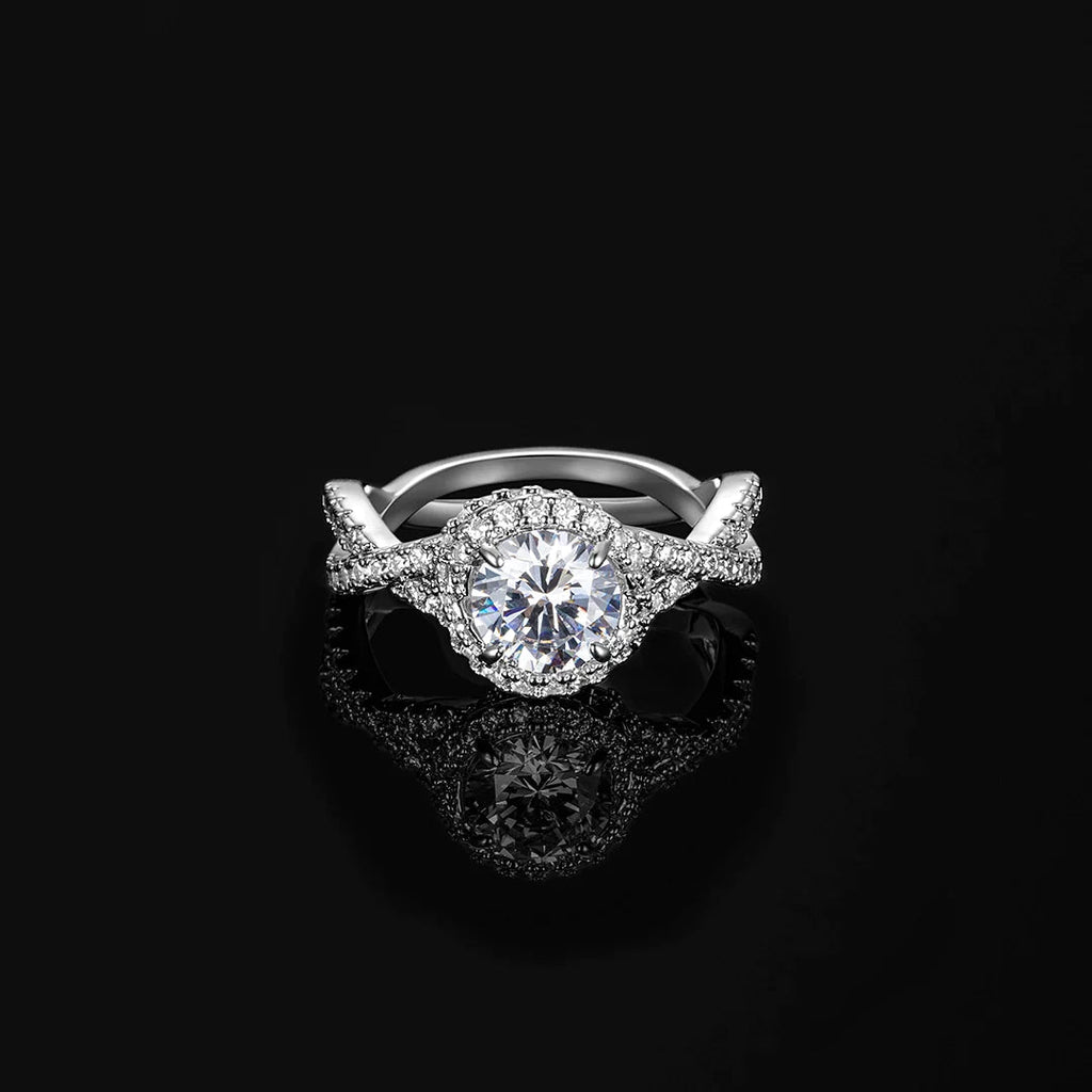 Classic Twist Halo Moissanite Engagement Ring