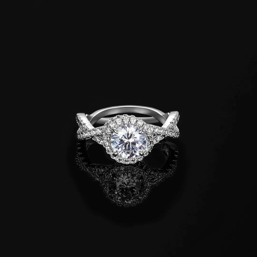 Classic Twist Halo Moissanite Engagement Ring