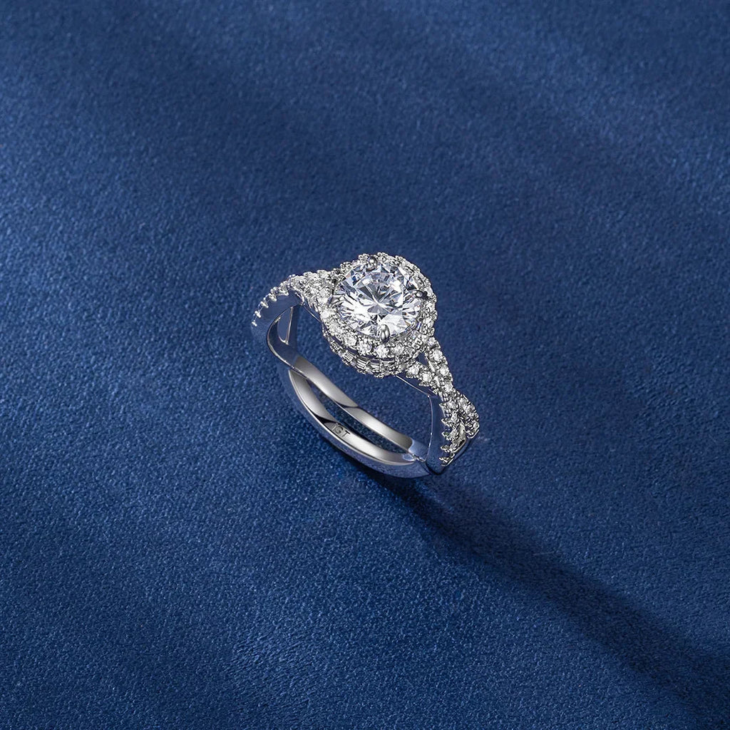 Classic Twist Halo Moissanite Engagement Ring