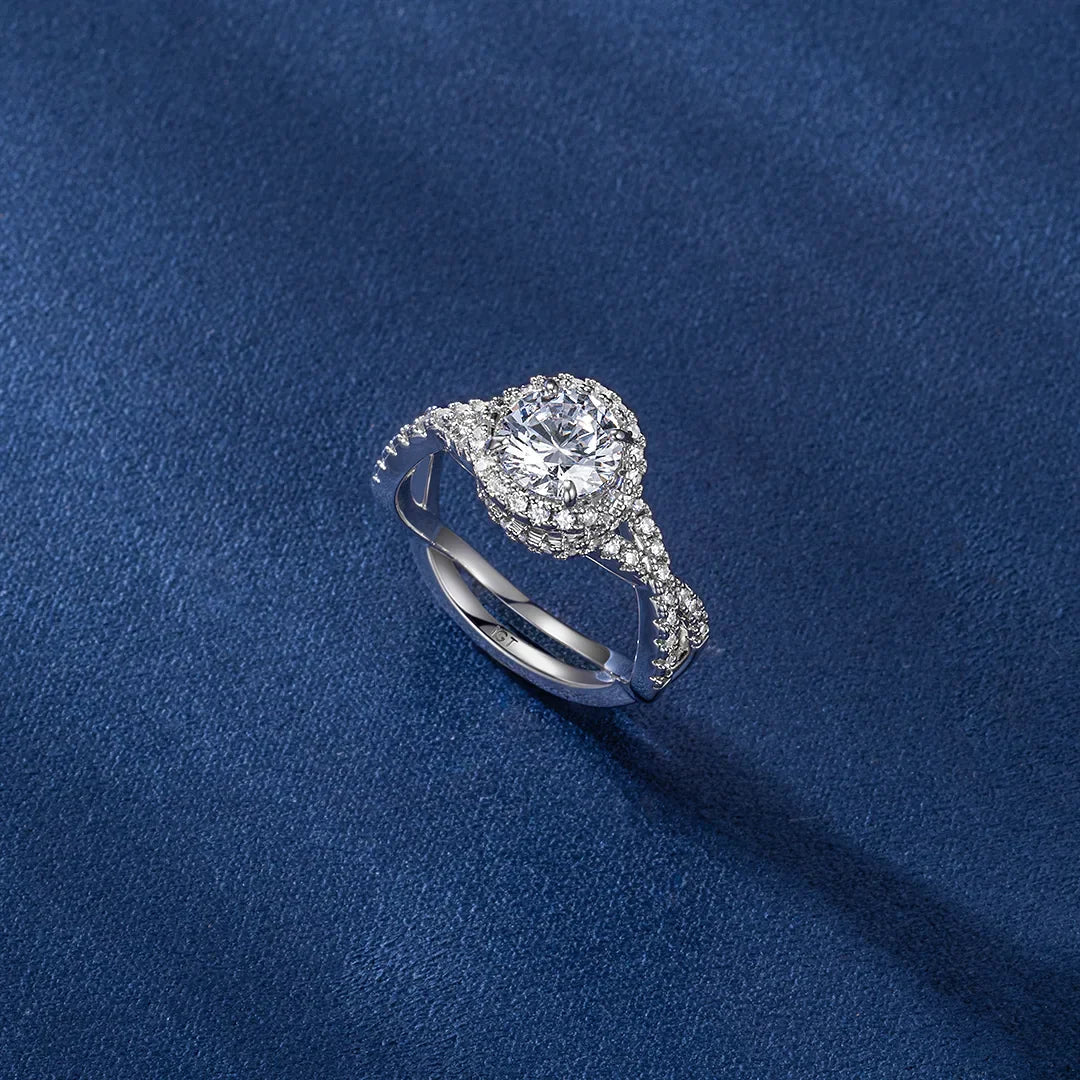 Classic Twist Halo Moissanite Engagement Ring