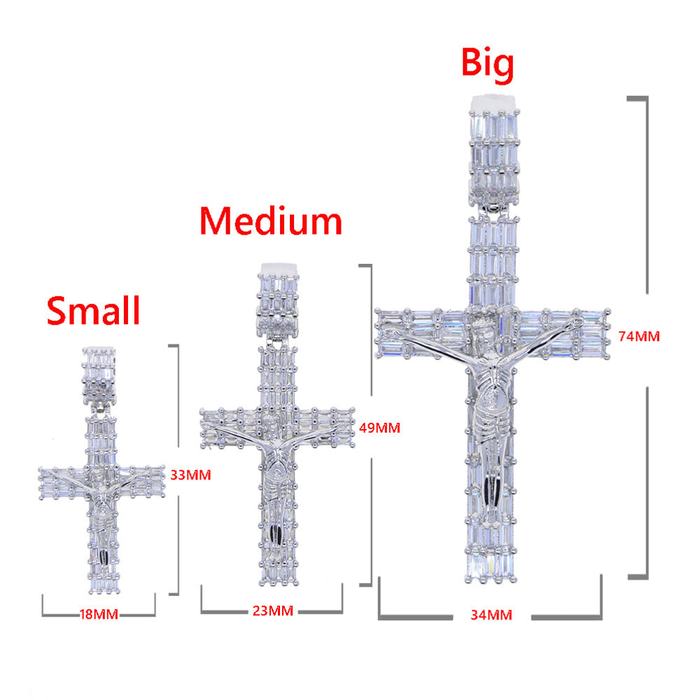 Ice Cross Jesus Zircon Moissanite Pendant