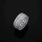 Round Cut Moissanite Wide 3 Row Eternity Band Ring