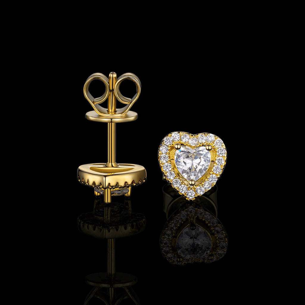 S925 & VVS Moissanite "Heart Shaped Halo" Earrings (Total 1CT )