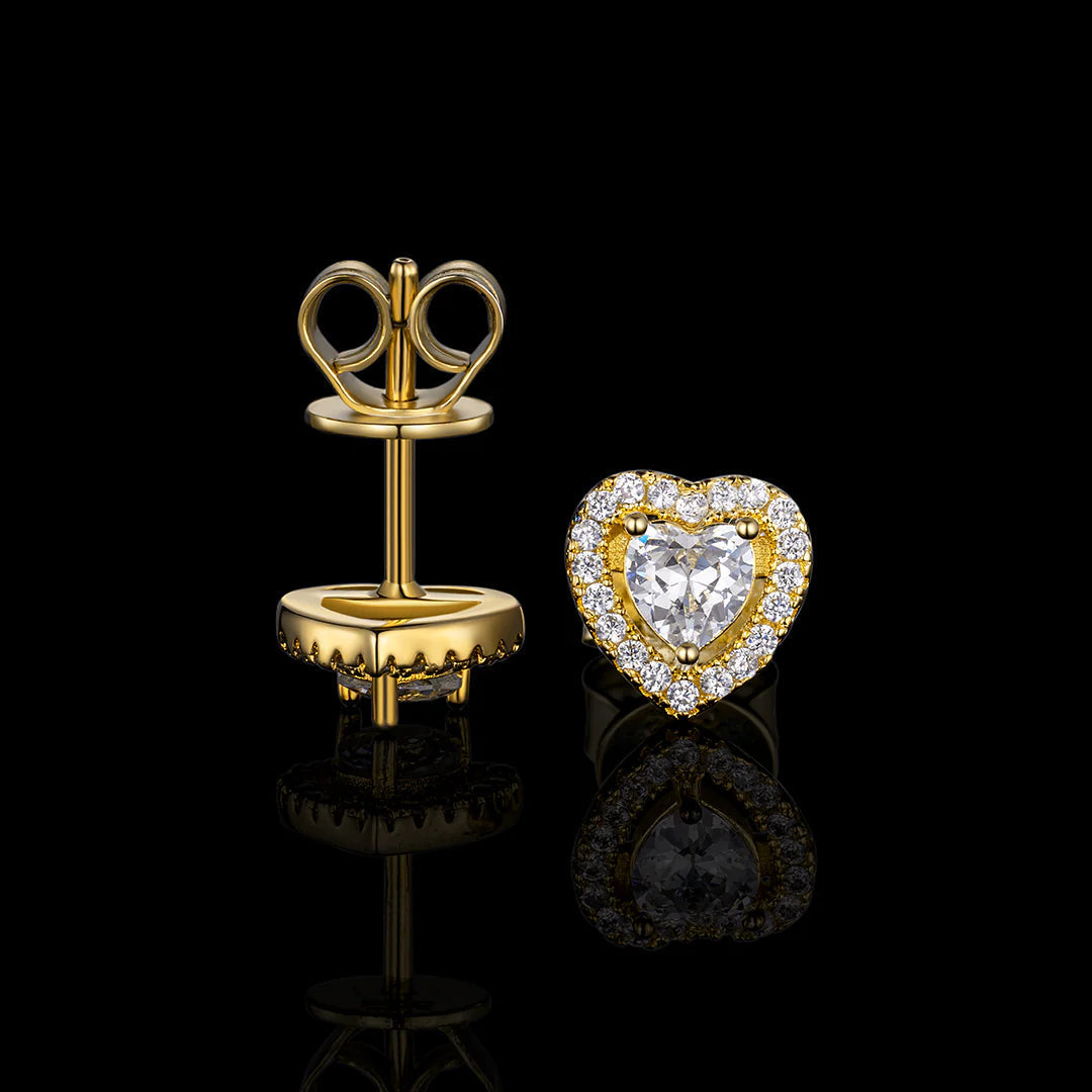 S925 & VVS Moissanite "Heart Shaped Halo" Earrings (Total 1CT )