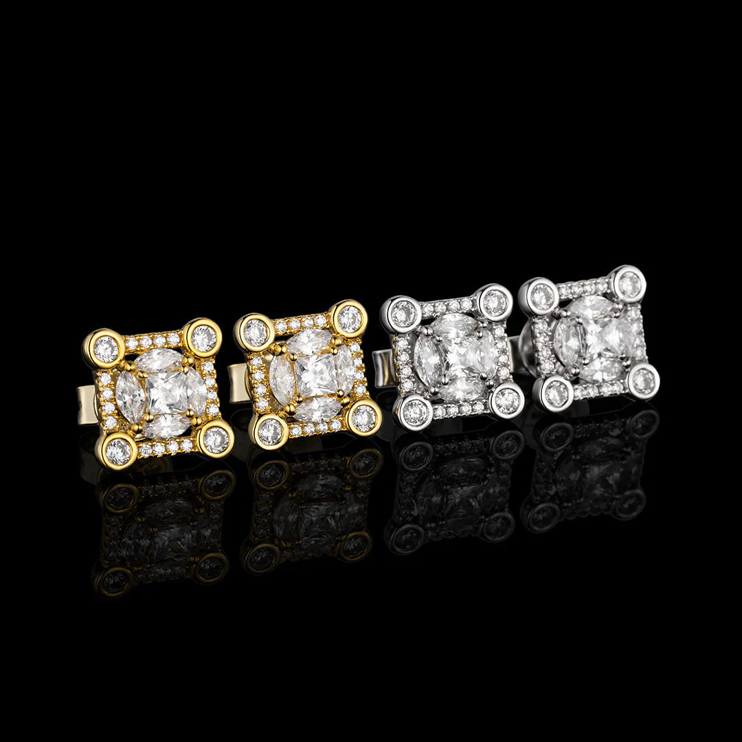 S925 Moissanite Solitaire Square Stud Earrings