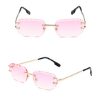 New Pattern Cut Edge Oval Frameless Sunglasses