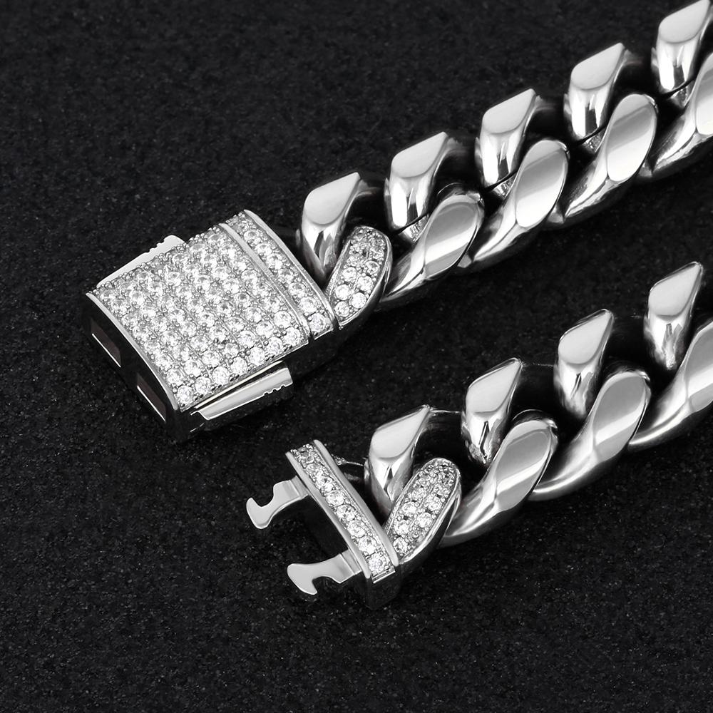 12mm Iced Out Box Clasp Moissanite Miami Cuban Link Bracelet
