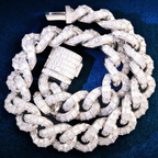 21mm Moissanite Trapezoid Diamond Cuban Bracelet
