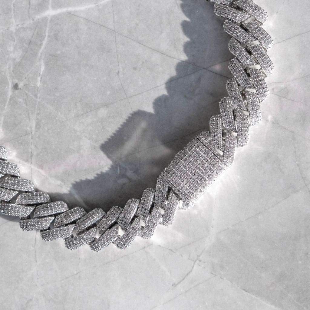 20mm Ice Out Miami Moissanite Diamond Chain In White Gold