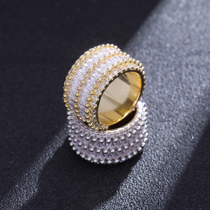 Moissanite Luxury Sparkling Hip-Hop Baguette Ring