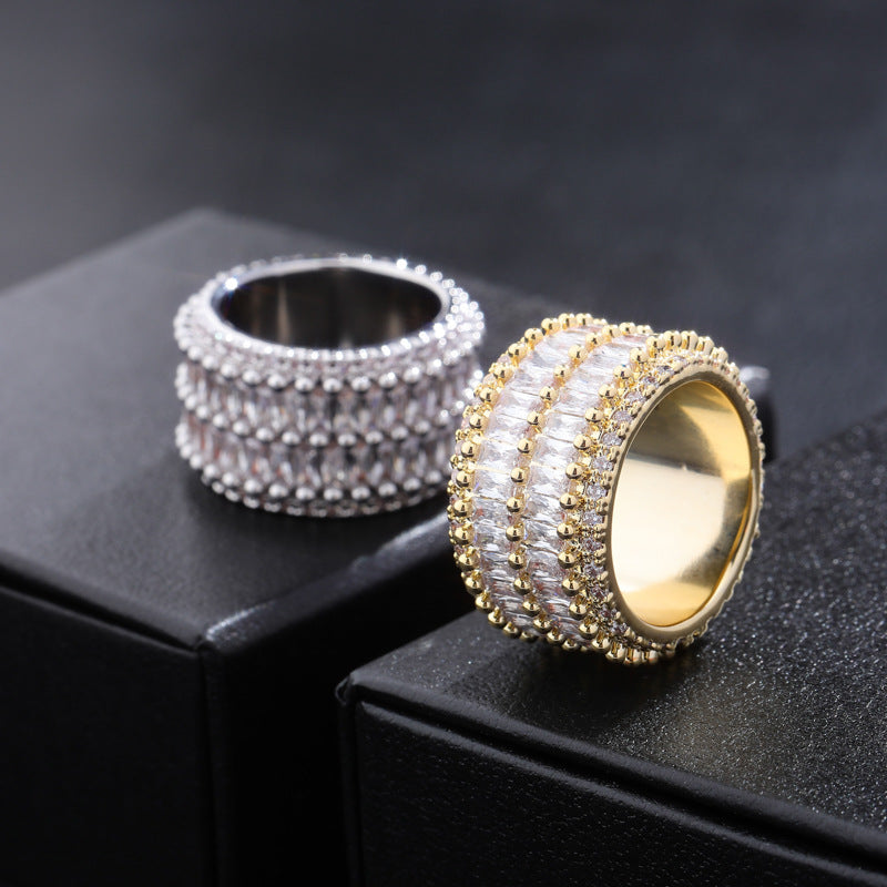 Moissanite Luxury Sparkling Hip-Hop Baguette Ring
