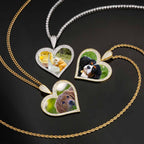 Iced Out Custom Heart Picture Necklace Photo Moissanite Pendant